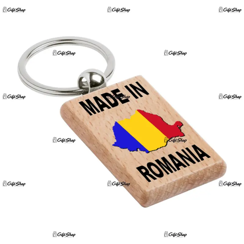 Made in romania, breloc din lemn, model 026